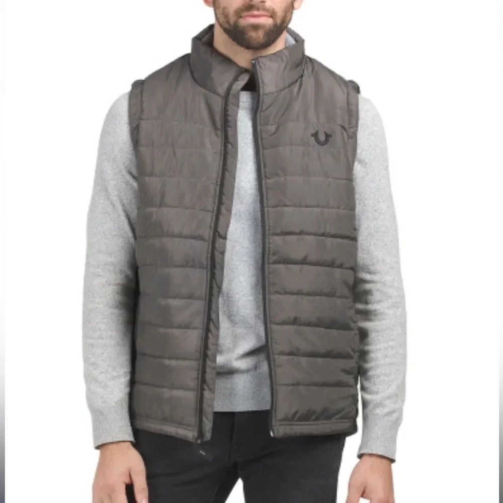 TRUE RELIGION Grey Puffer Vest Size Small